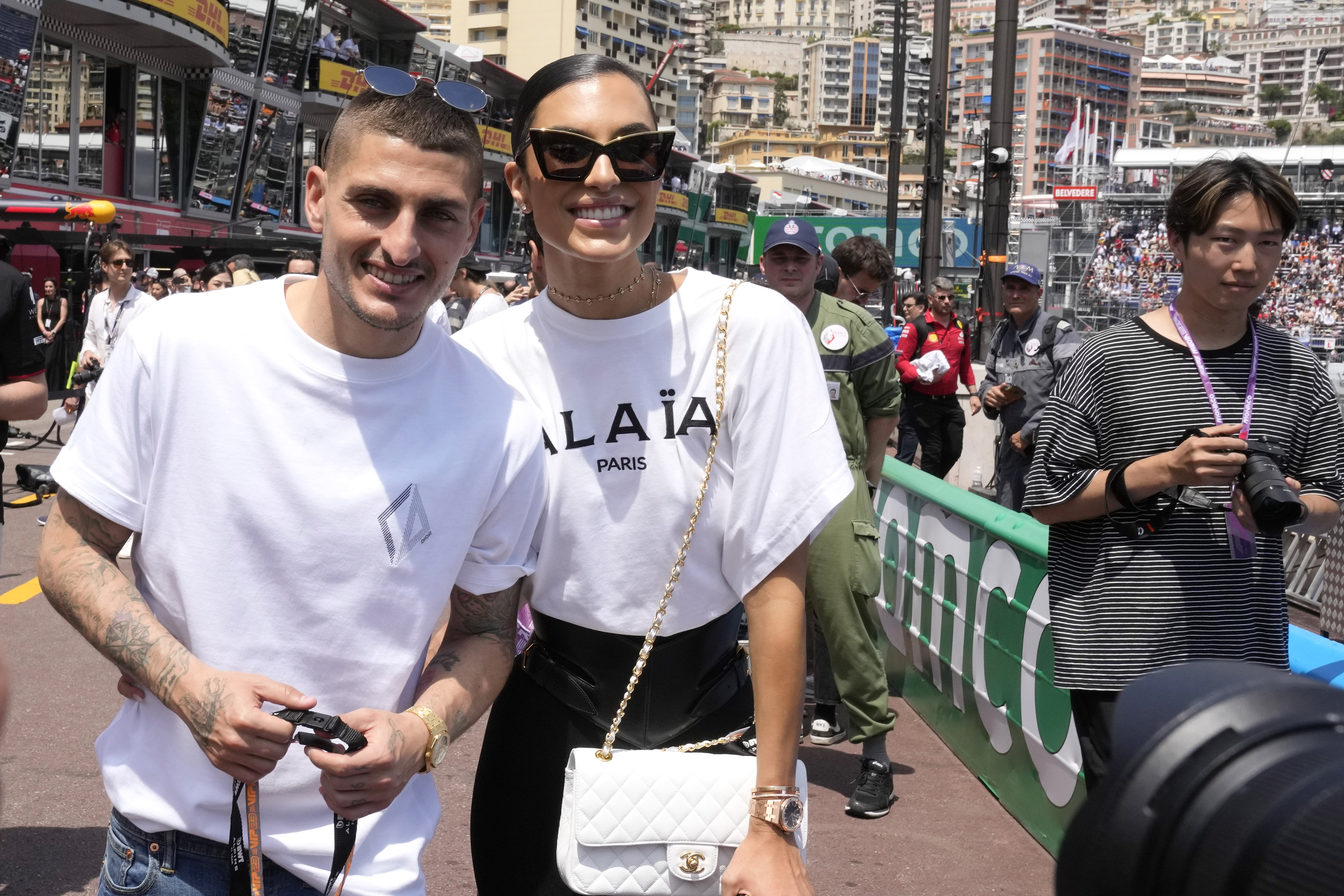 Marco Verratti and his partner Jessica Aidi also enjoyed the race