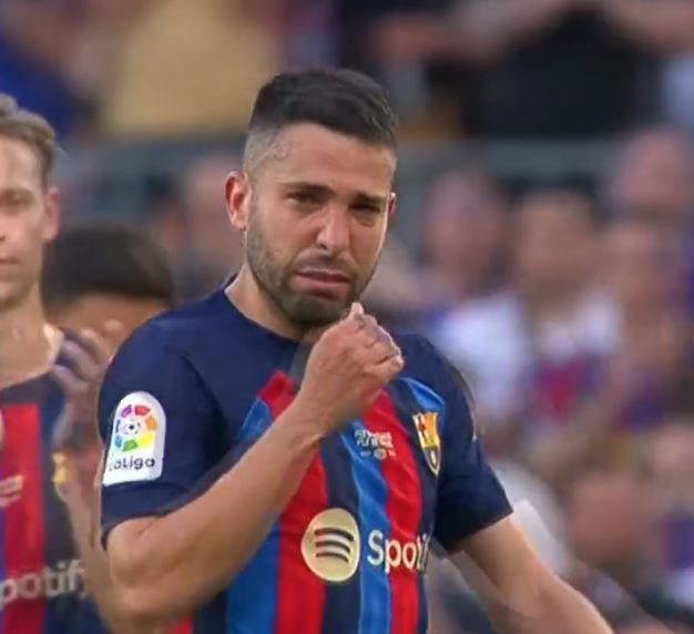Jordi Alba was in tears as he left the Camp Nou pitch for the final time